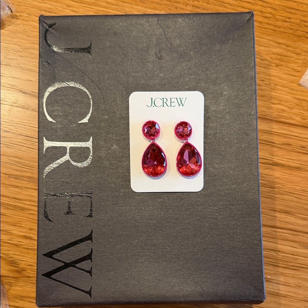 J. Crew Vibrant Brûlée Pink Teardrop Earrings